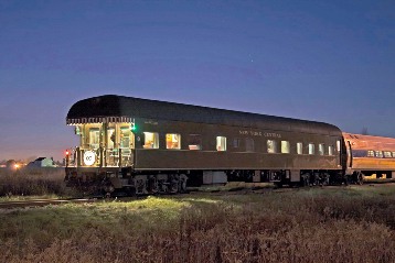 NYC-3 private railcar on Amtrak train traveling in New England